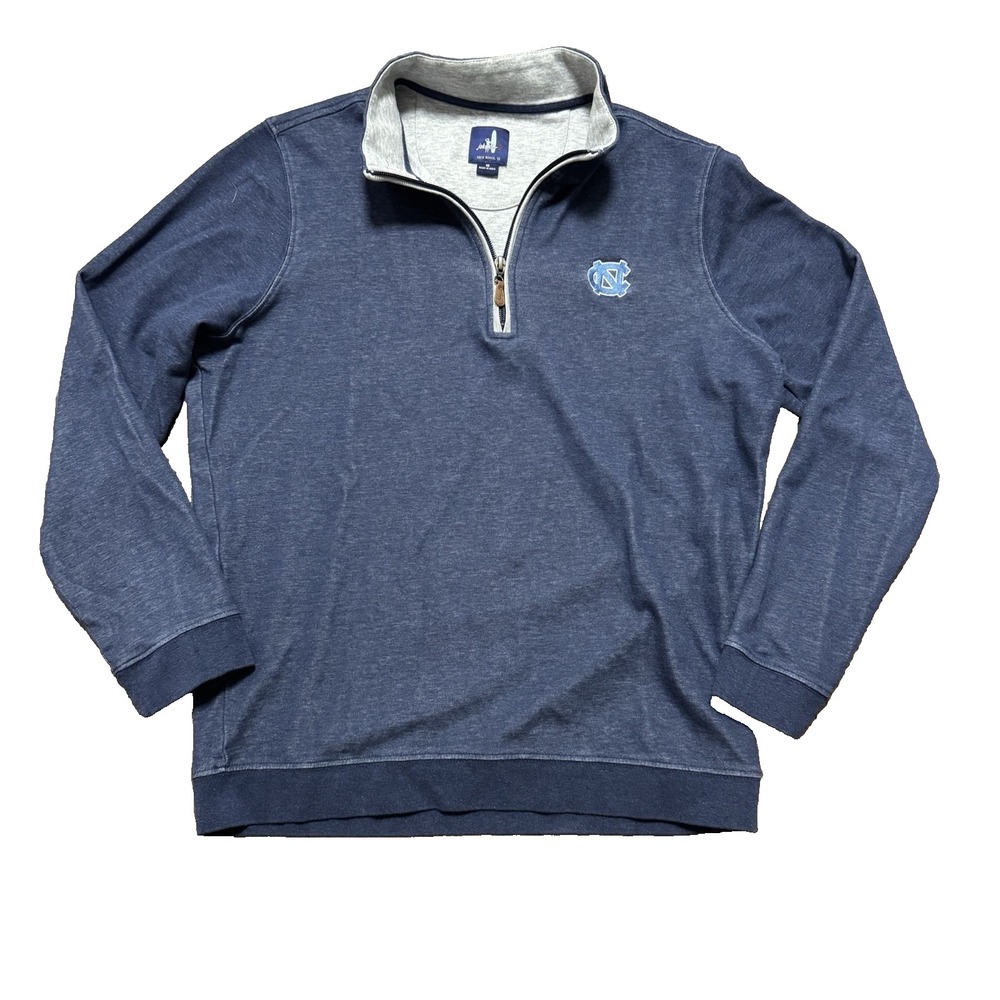 Johnnie O Boys Pullover 1/4 Zip Sweater Carolina Tar Heels Logo Size 16 Blue
